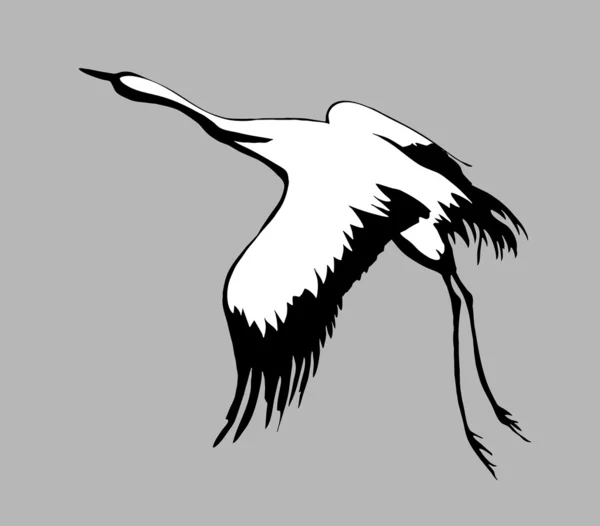 Sylwetka żurawia na szarym tle, ilustracji wektorowych — Wektor stockowy