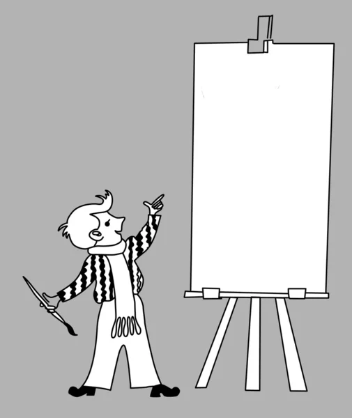 Malý umělec na šedém pozadí, vektorové ilustrace — Stockový vektor