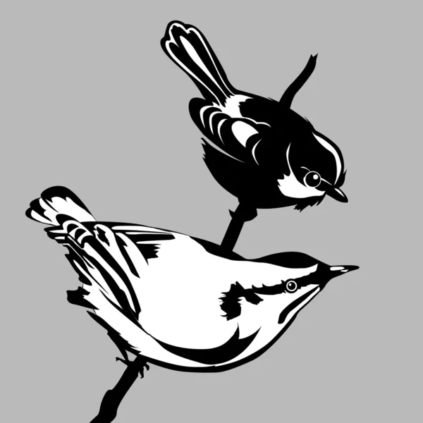 灰色の背景、ベクトル イラストに鳥シルエット — ストックベクタ