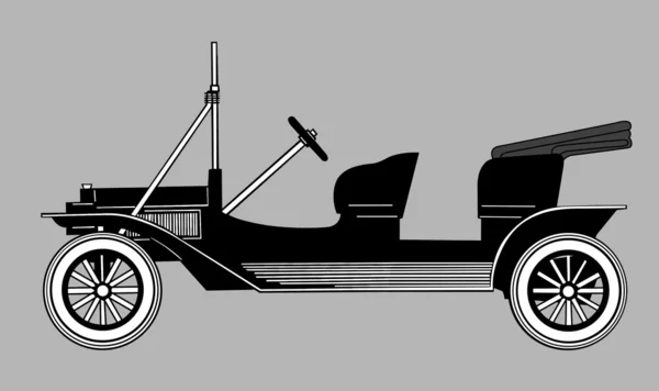 Retro auto silueta na šedém pozadí — Stockový vektor