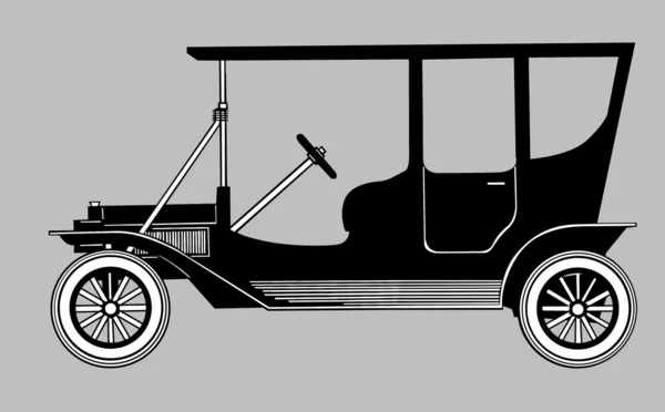 Retro araba siluet gri arka plan üzerinde — Stok Vektör