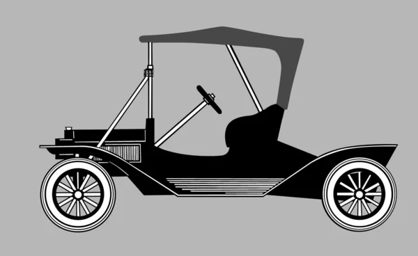 Silhouette de voiture rétro sur fond gris — Image vectorielle