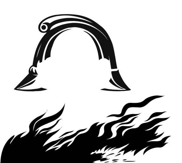 Tűz- és tűzoltó sisak, fehér háttér — Stock Vector