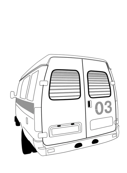 白い背景の上の救急車に車 — ストックベクタ