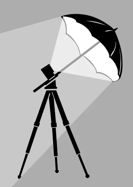 Tripod silhouette on gray background, vector illustration — Stock Vector