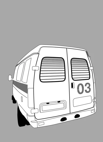 Coche a ambulancia sobre fondo gris, ilustración vectorial — Vector de stock