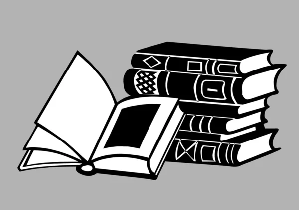 Libri su sfondo grigio, illustrazione vettoriale — Vettoriale Stock