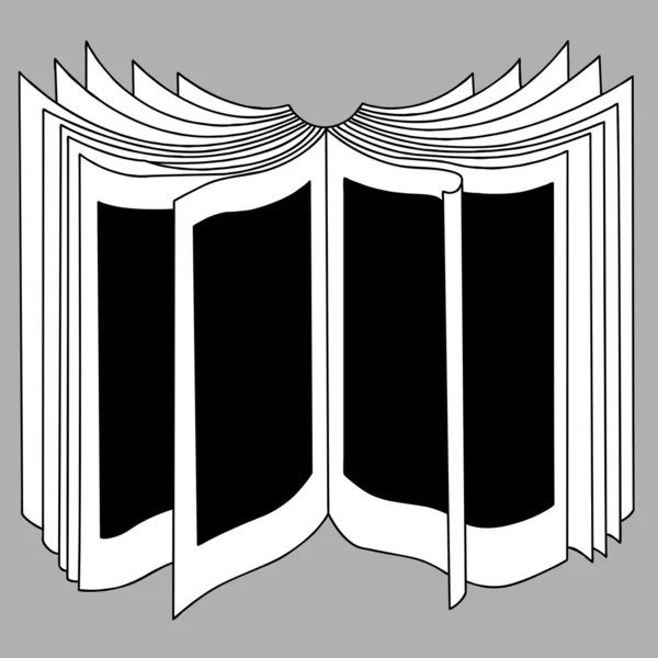 Abertura silhueta livro em fundo cinza, ilustração vetorial — Vetor de Stock