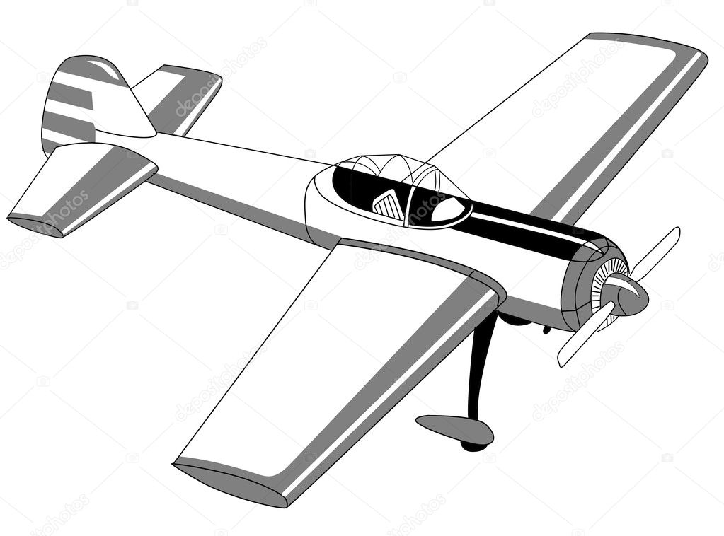 plane drawing on white background, vector illustration
