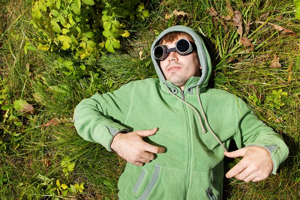 Stock image Man lying on the grass