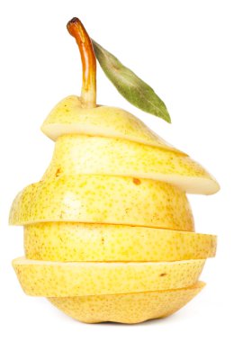 Juicy yellow pear on white clipart
