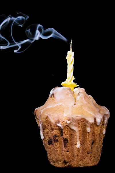 Cupcake con vela — Foto de Stock