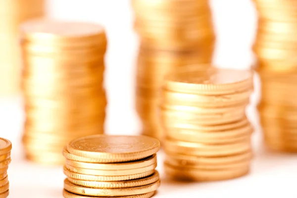 Money, coins close-up, isolated on white background — Stock Photo, Image