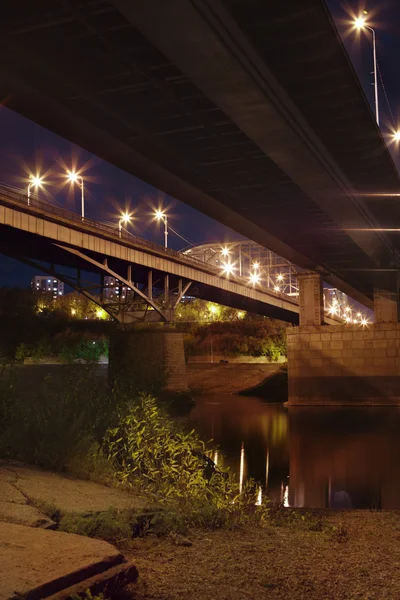 stock image Night scene under the bridge