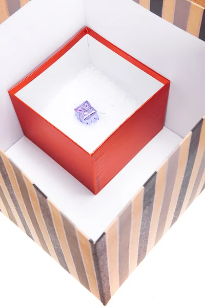 Gift box (in box (in box)) isolated on white — Stock Photo, Image