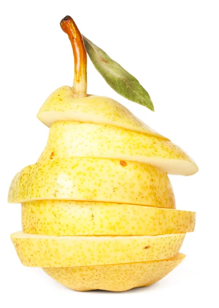 stock image Juicy yellow pear on white