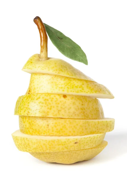 Juicy yellow pear on white — Stock Photo, Image