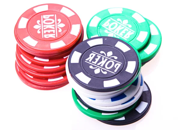 Gambling chips on a white background. — Stock Photo, Image