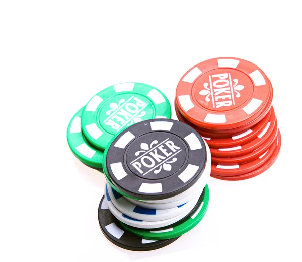 Gambling chips on a white background. — Stock Photo, Image