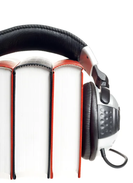 Ακουστικό βιβλίο έννοια (ακουστικά και βιβλία) — Φωτογραφία Αρχείου