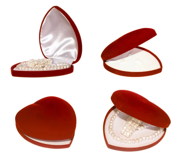 Set van 4 hartvormige rode dozen — Stockfoto