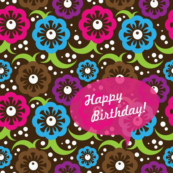 Birthday card with abstract seamless pattern — Stock Vector