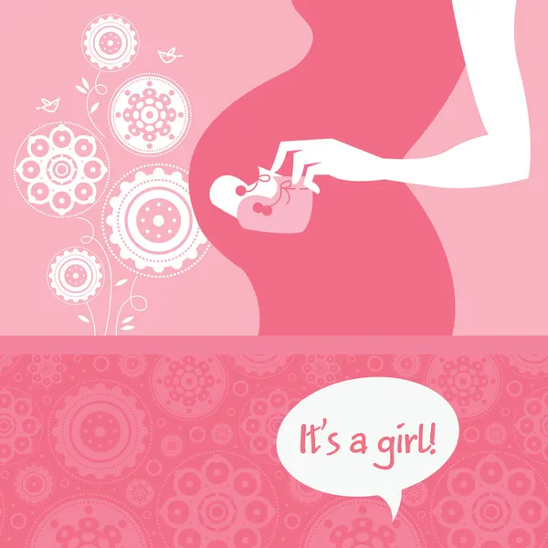 Silhouette gravid mamma med bebis stövletter — Stock vektor