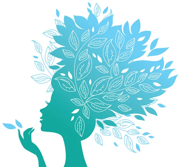 Belle silhouette de femme avec une fleur — Image vectorielle