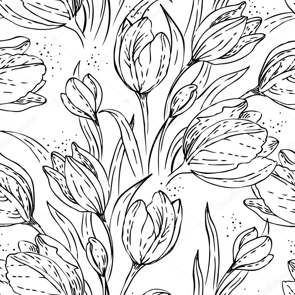 Floral seamless pattern with tulips