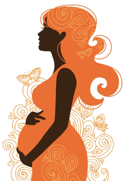 Silhouette of pregnant woman — Stock Vector