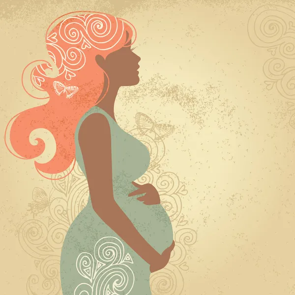 Силуэт беременной женщины — стоковый вектор