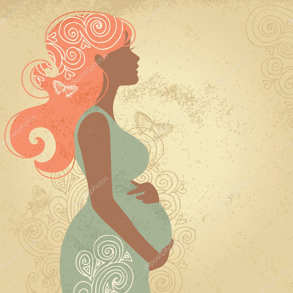 Embarazada con flores imágenes de stock de arte vectorial | Depositphotos