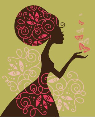 Beautiful girl with butterfly clipart