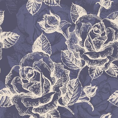 Seamless floral pattern with roses clipart