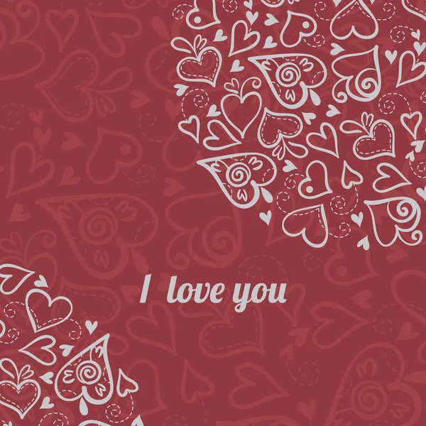 Liebeshintergrund mit abstrakten Herzen. Valentinskarte — Stockvektor
