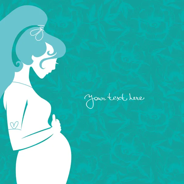 Fundo com silhueta de mulher grávida — Vetor de Stock