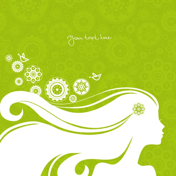 Background with beautiful girl silhouette — Stock Vector