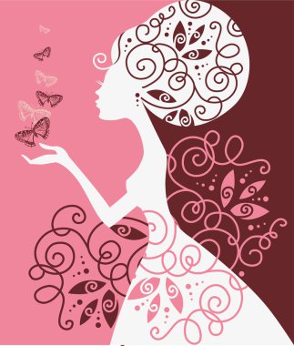 Beautiful girl with butterfly clipart