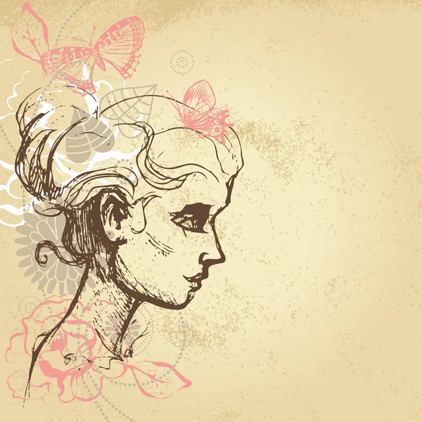 Красива дівчина з метеликом — стоковий вектор