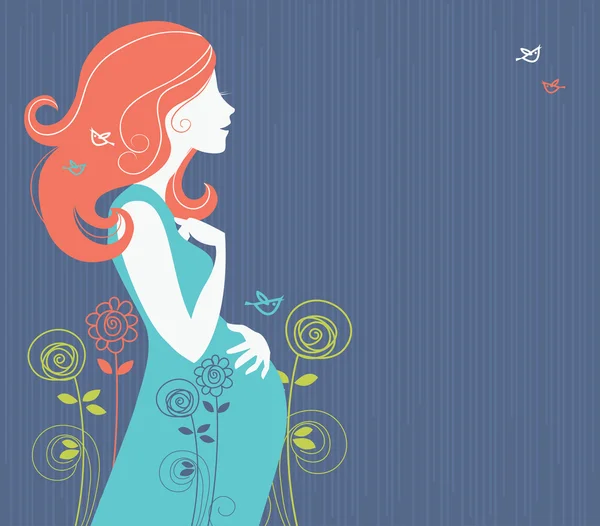 Silhouet van een zwangere vrouw — Stockvector