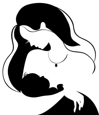 Mother silhouette with baby clipart