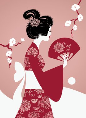 Japanese girl silhouette clipart