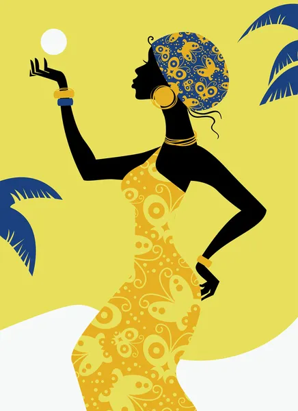 Silhouette fille africaine — Image vectorielle