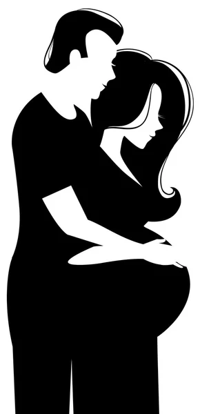 Hamile kadın ve kocası. — Stok Vektör