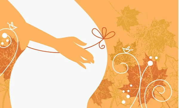 Sonbaharın hamile kadın silüeti — Stok Vektör