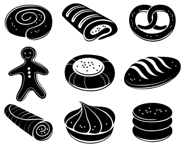 Juego de iconos de panadería — Archivo Imágenes Vectoriales