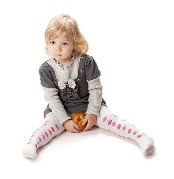 Babymeisje met apple — Stockfoto