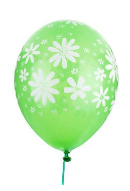 Green balloon with flower decoration clipart