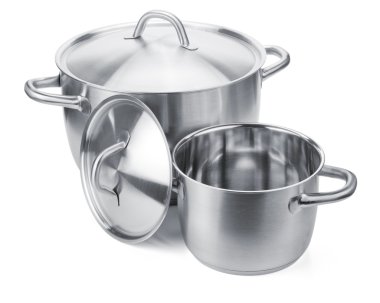 Two stainless steel pots clipart