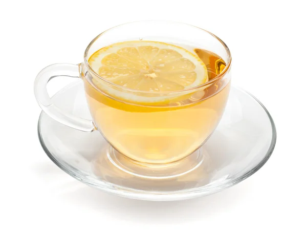 Tasse Tee mit Zitronenscheibe — Stockfoto